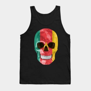 Cameroon Flag Skull - Gift for Cameroonian With Roots From Cameroon Tank Top